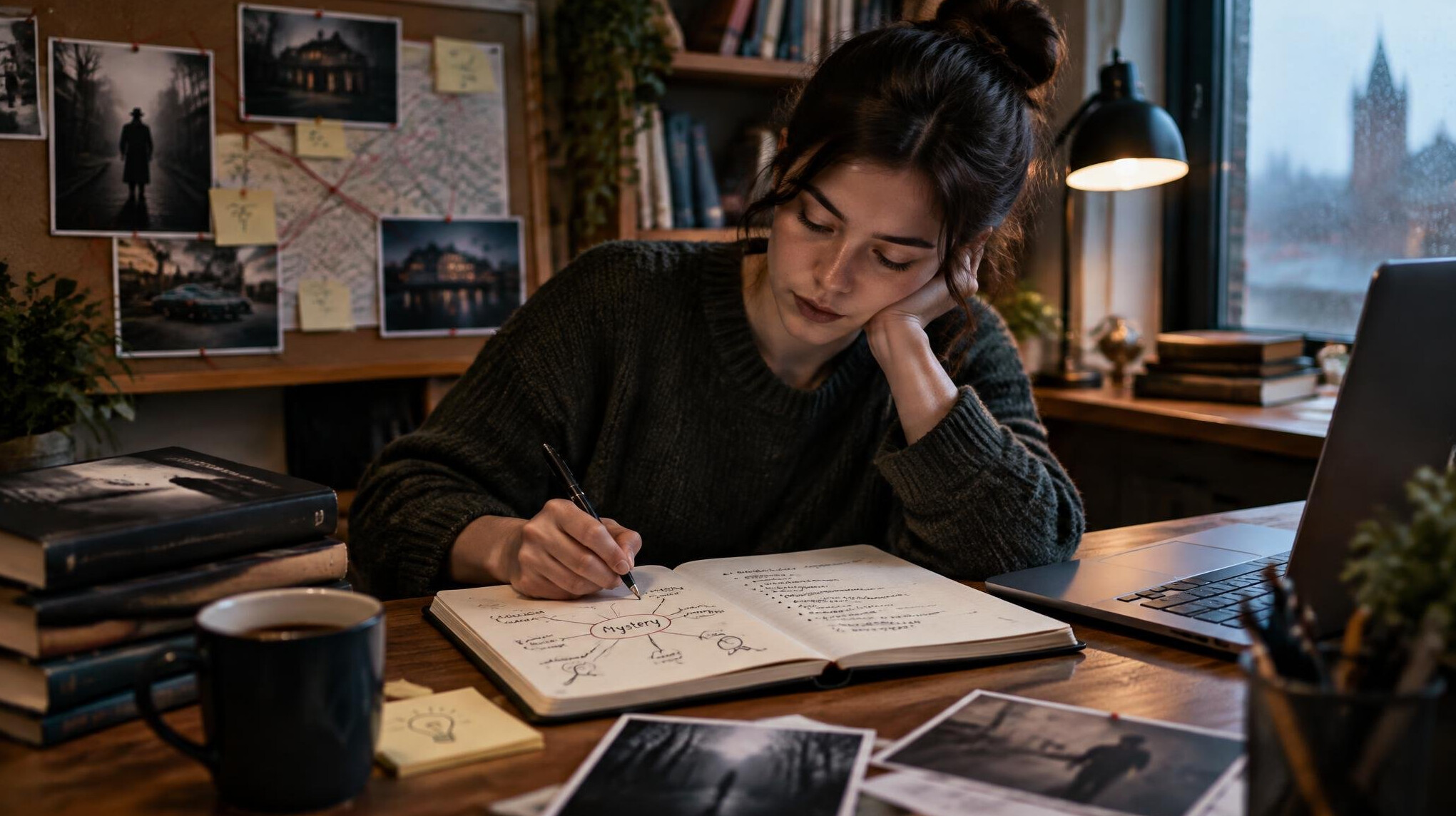 young writer at desk