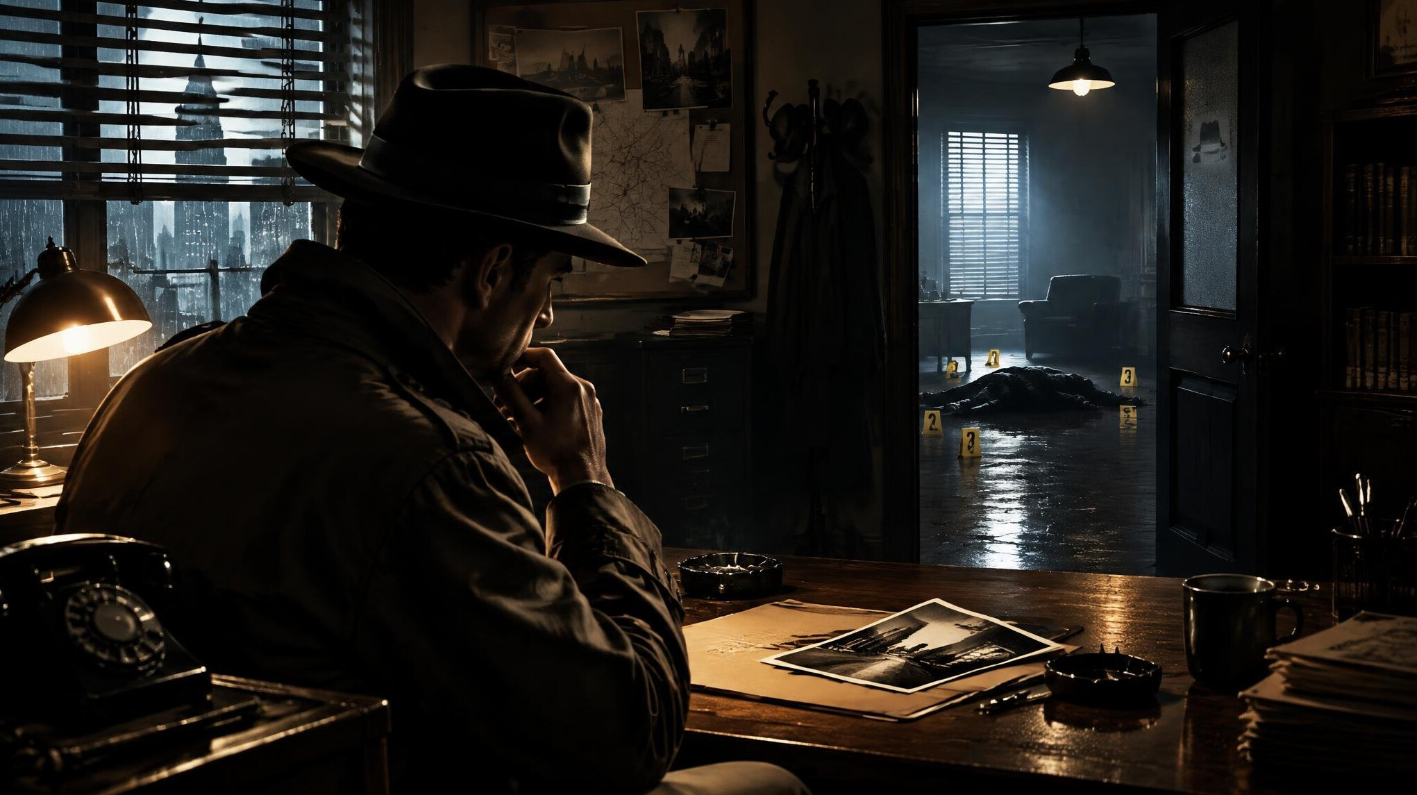 detective in noir style